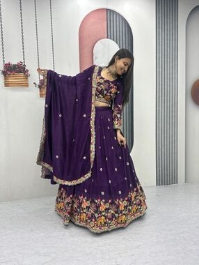 Purple Lehenga Choli for Wedding Festival Navratri Sangeet Party Indian Outfit